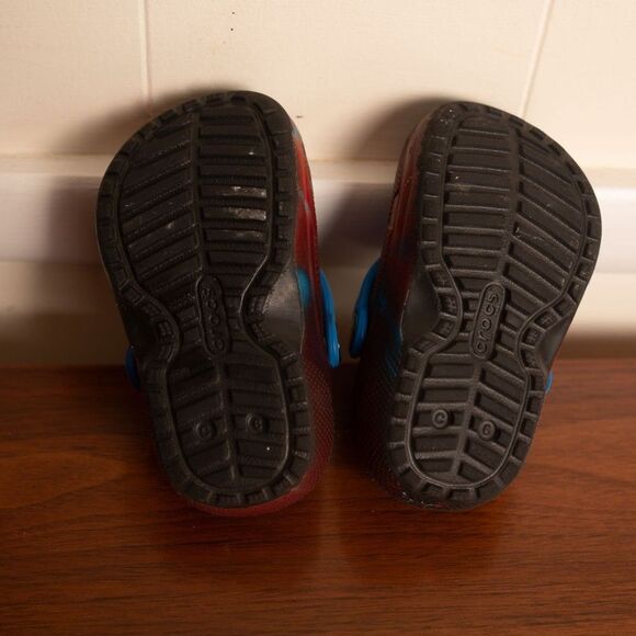 CROCS C 6 kids toddler lined tie dye blue red - Picture 4 of 5